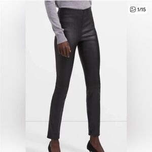 Theory Dark Gray Leather Skinny Pants